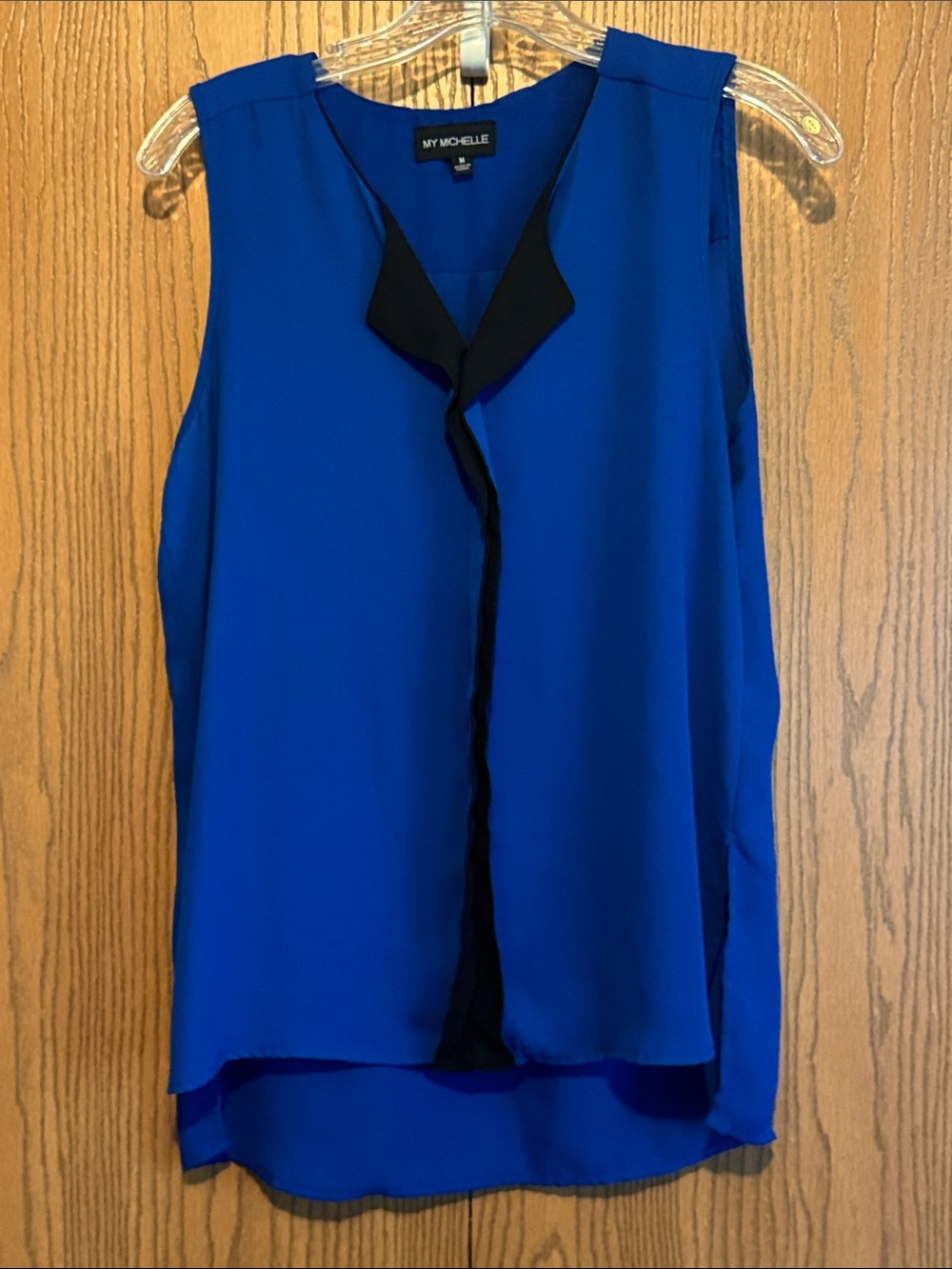 My Michelle Royal Blue Sleeveless V-Neck Camisole with Black Trim